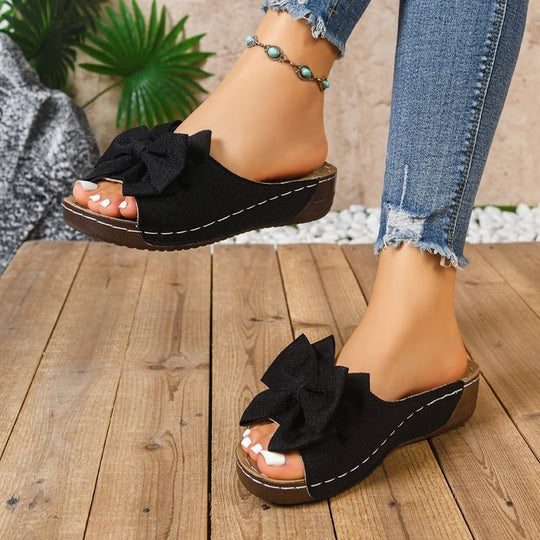 Damen Slipper mit großem Schleifen-Design EB