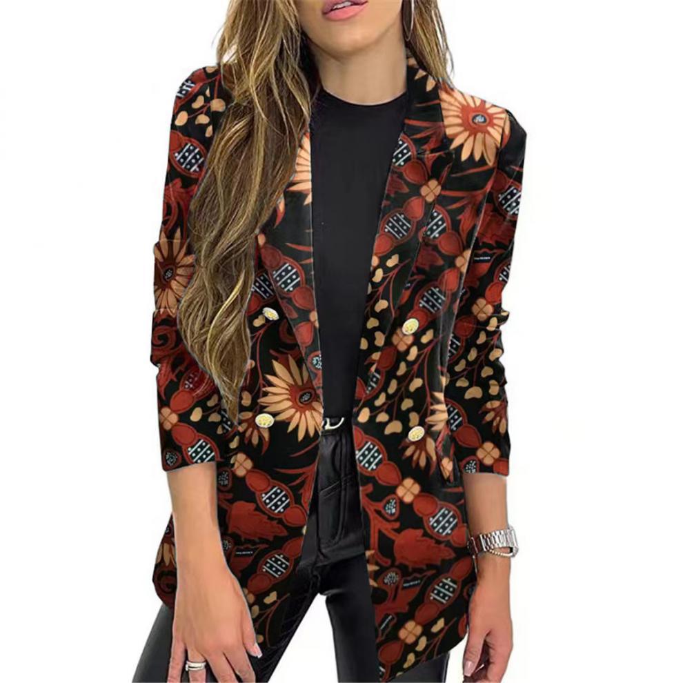 Damen Modischer Blazer mit floralem Muster und oversized Schnitt EB