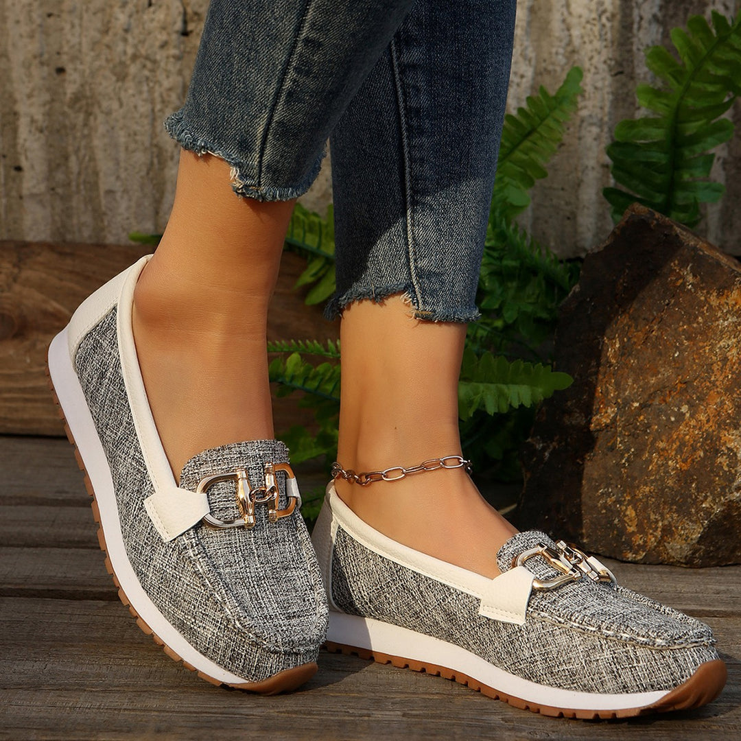 Damen Mokassin-Schuhe mit eleganter Schnallenapplikation EB