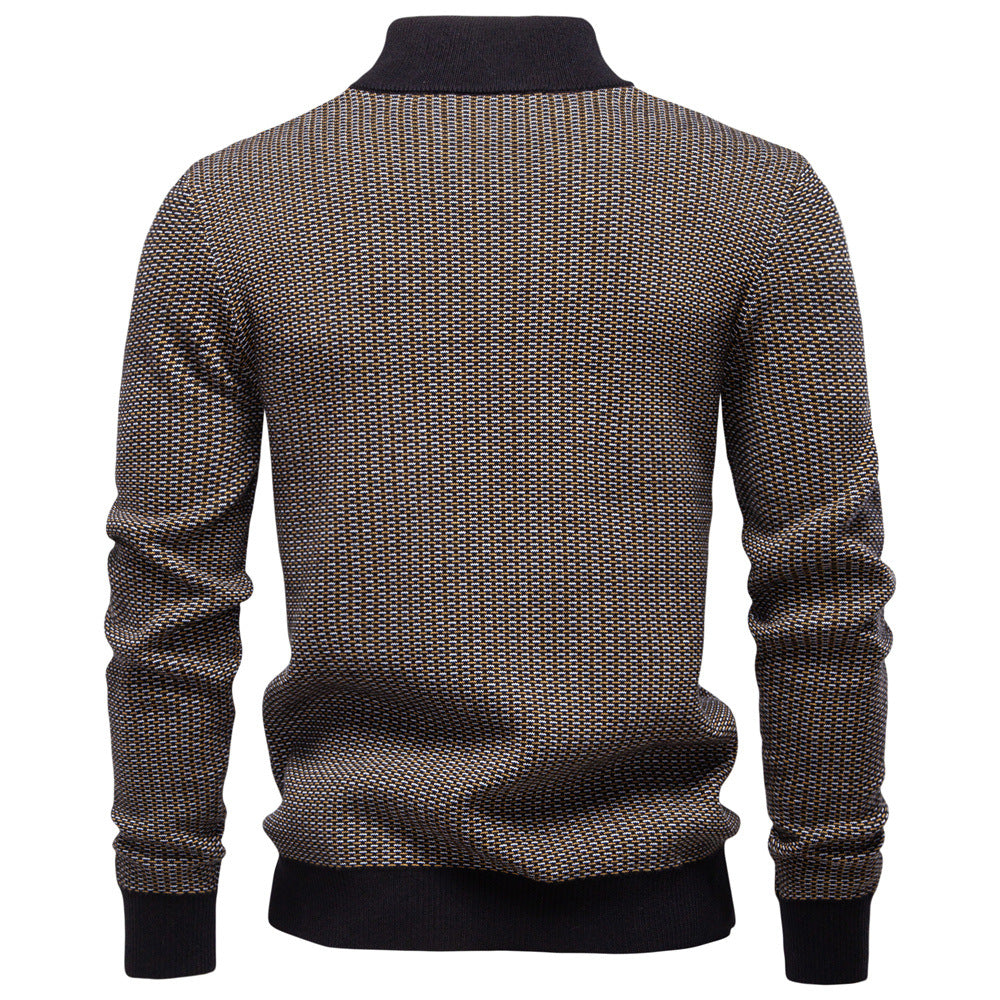 Herren Strickpullover mit modernem Zipper und strukturiertem Design EB