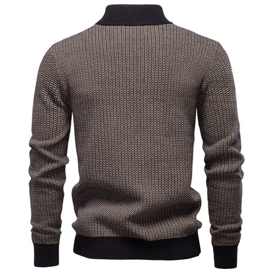 Herren Strickpullover mit modernem Zipper und strukturiertem Design EB