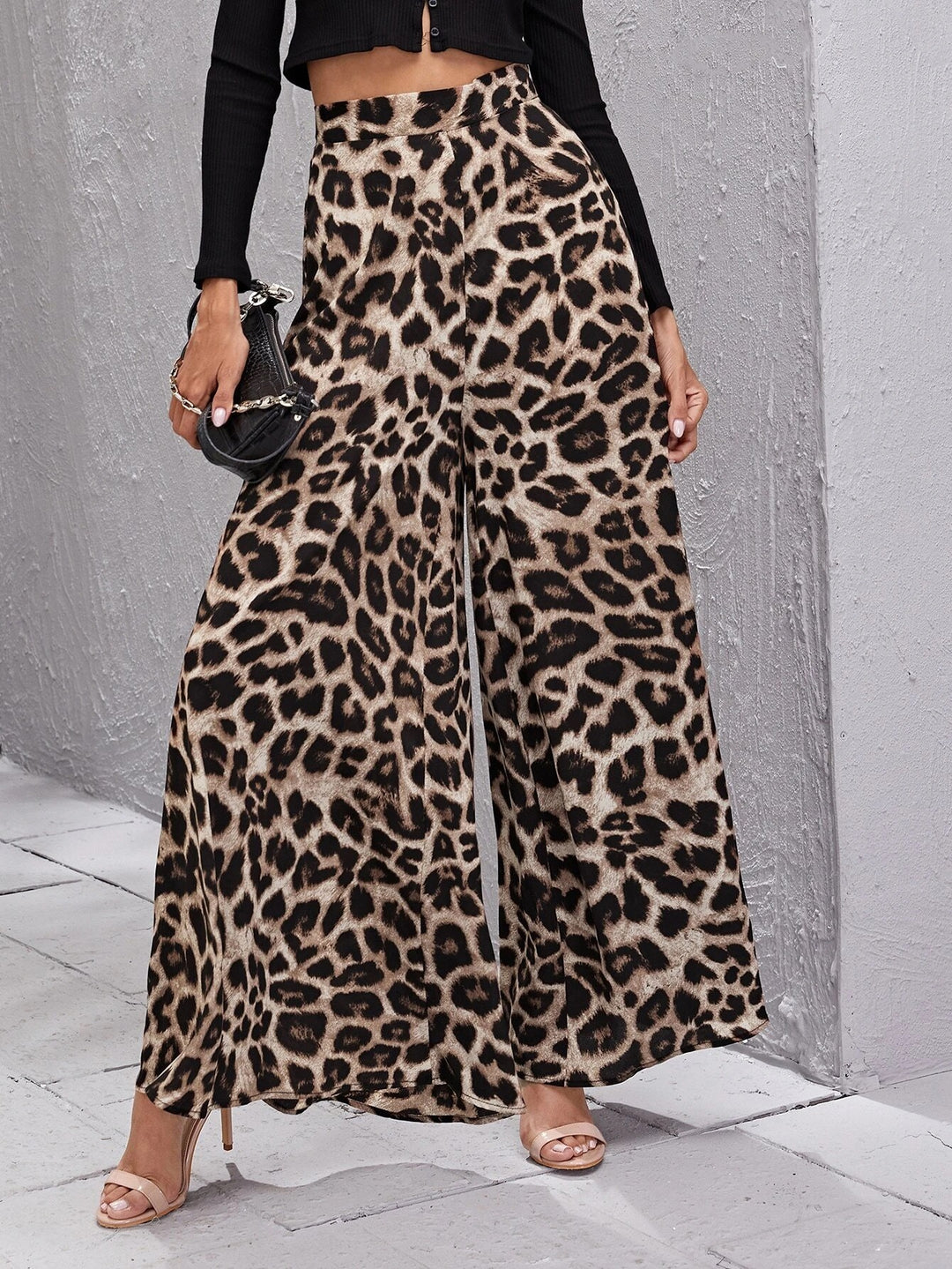 Damen Weitbeinige Hose im trendigen Leopardenmuster EB