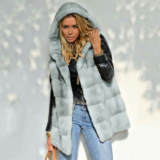 Damen Fleece-Weste mit Kapuze EB