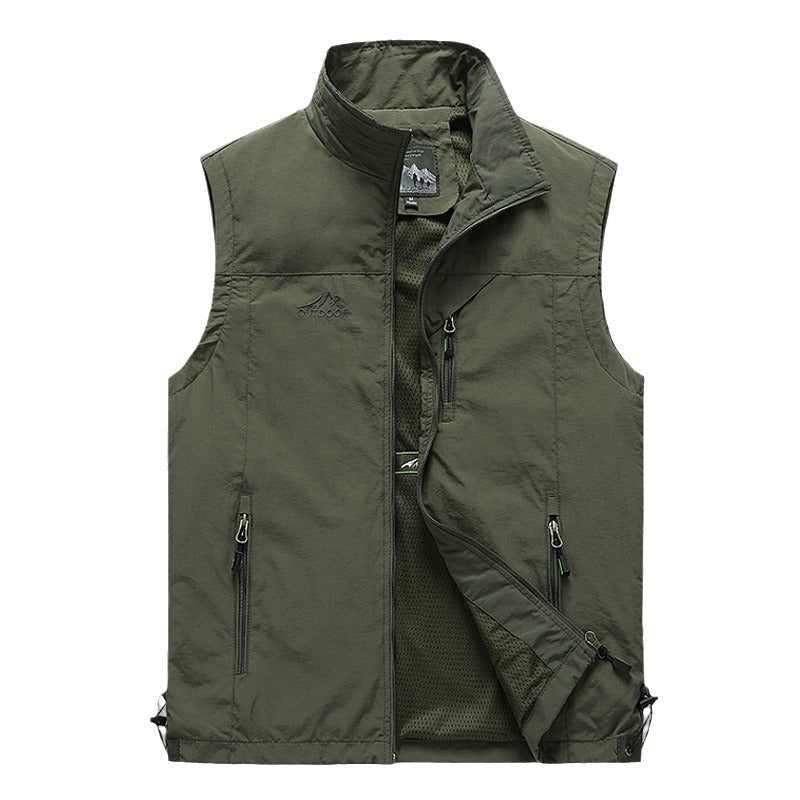 Herren Multifunktionale Outdoorweste mit winddichter Hülle, Netzfutter und Reißverschlusstaschen EB
