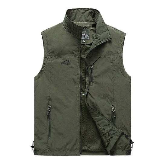 Herren Multifunktionale Outdoorweste mit winddichter Hülle, Netzfutter und Reißverschlusstaschen EB