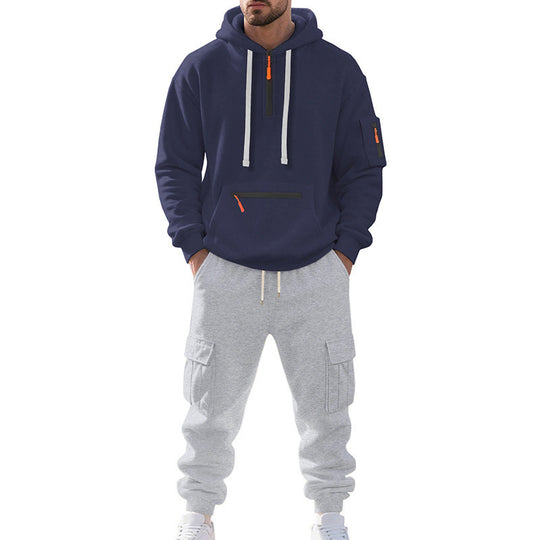 Herren Zweiteiliger Performance-Jogginganzug mit Kapuzen-Hoodie, wasserabweisenden Reißverschlüssen und Cargo-Jogger EB
