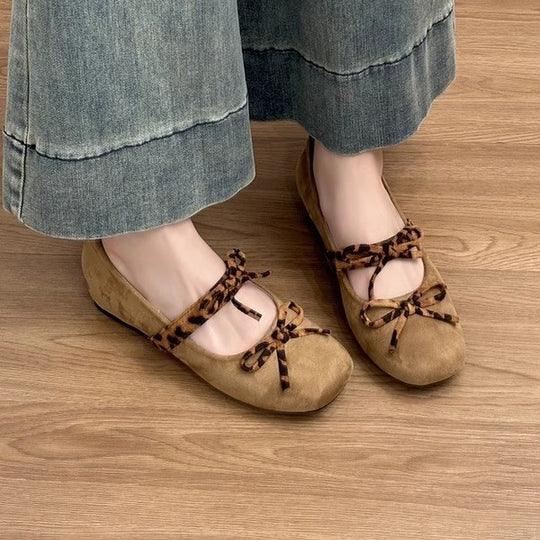 Damen Ballerinas mit süßem Katzenohren-Design und verspieltem Bindeband EB