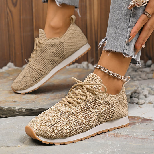 Damen Atmungsaktive Freizeitsneaker mit floralem Netzdesign EB