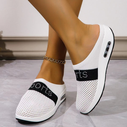 Damen Sportliche Slip-On Sneakers mit atmungsaktivem Obermaterial und dämpfender Sohle EB
