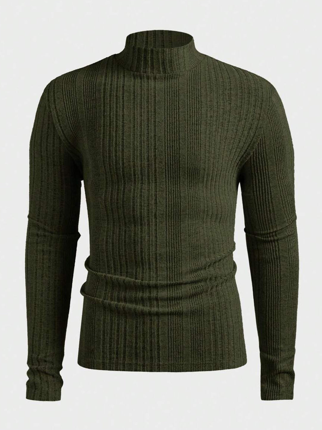 Herren Strickpullover mit hohem Kragen und Rippstruktur EB