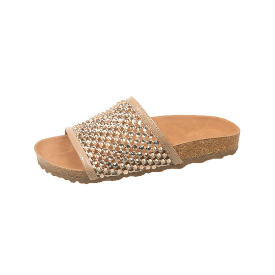 Damen Glamouröse Zehentrenner-Sandalen mit funkelnden Strass-Akzenten und anatomischer Fußbettgestaltung EB
