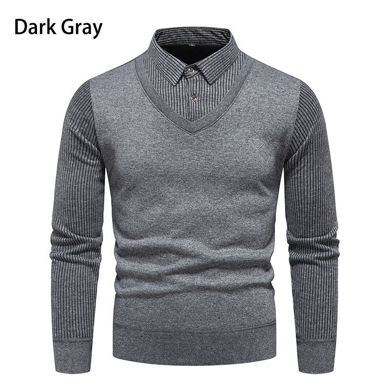 Herren Strickpullover mit V-Ausschnitt und modernem Rippenmuster EB
