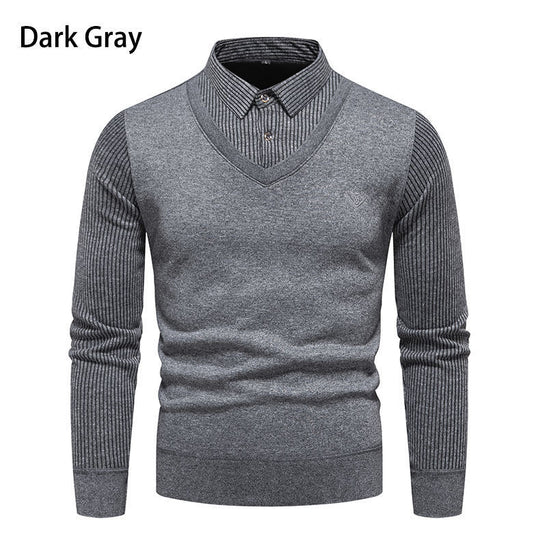 Herren Strickpullover mit V-Ausschnitt und modernem Rippenmuster EB