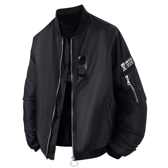 Men's  modern aviator-style bomber jacket with insulated lining zip sleeve utility pocket and O-ring zip EB