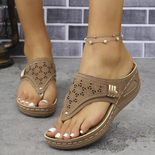 Damen Zehentrenner-Sandalen mit floralem Design EB