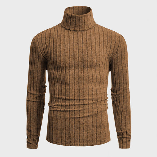 Damen Strickpullover mit hohen Kragen und feiner Rippenstruktur EB