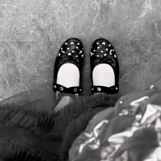 Damen Ballerinas mit modischem Strass-Detail und dekorativem Riemendesign EB