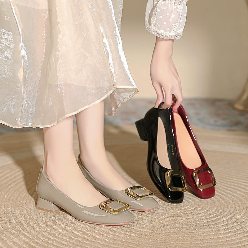 Damen elegante Ballerinas mit glänzender Schnallenapplikation EB