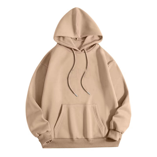 Unisex minimalistischer Kapuzenpullover mit verlängertem Rücken und Kängurutasche EB