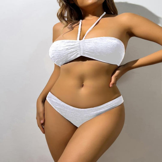Damen Bandeau-Bikini mit elastischen Trägern und raffiniertem Wickeldetail EB