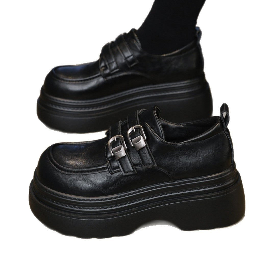Damen Chunky Schnürschuhe mit modischem Riemen und hoher Sohle EB