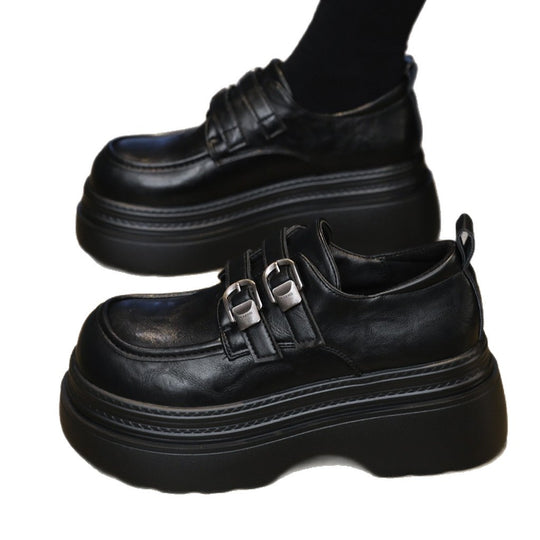 Damen Chunky Schnürschuhe mit modischem Riemen und hoher Sohle EB