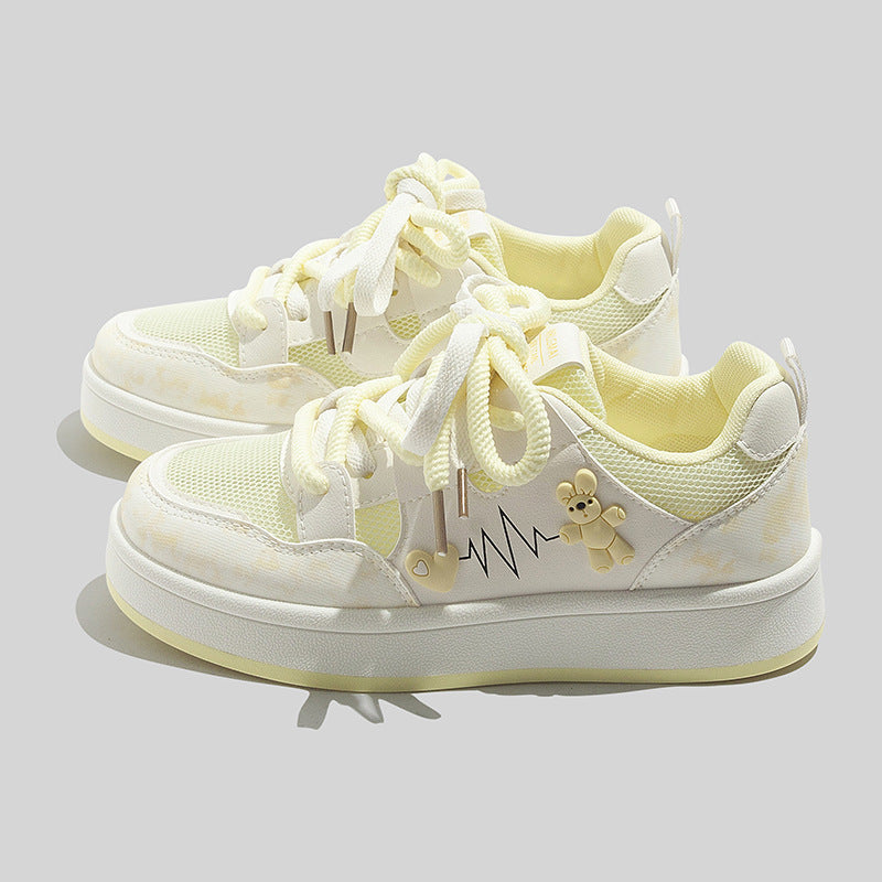 Damen Sneakers mit charmantem Bärenmotiv und atmungsaktiver Oberflächenstruktur EB