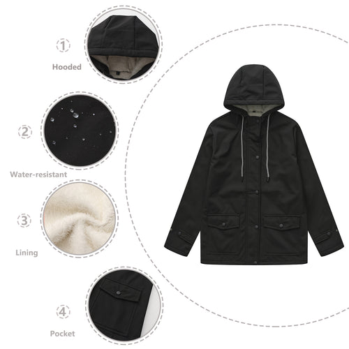 Damen wetterfeste Parkajacke mit verstellbarem Kordelzug EB