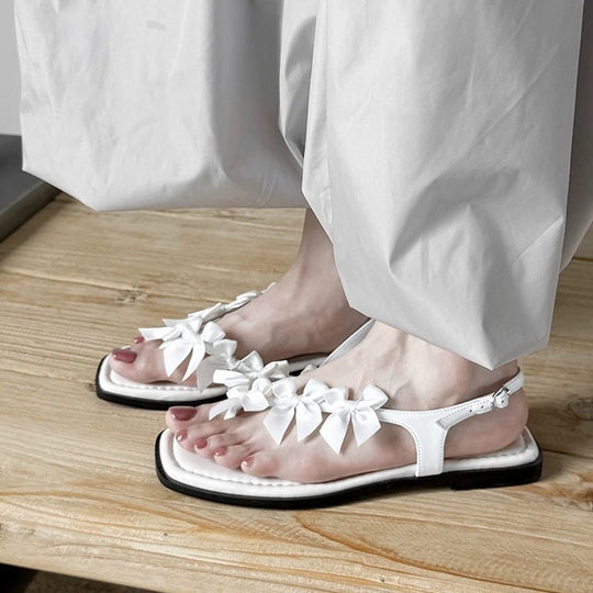 Damen Slingback-Sandaletten mit dekorativem Schleifen-Design EB