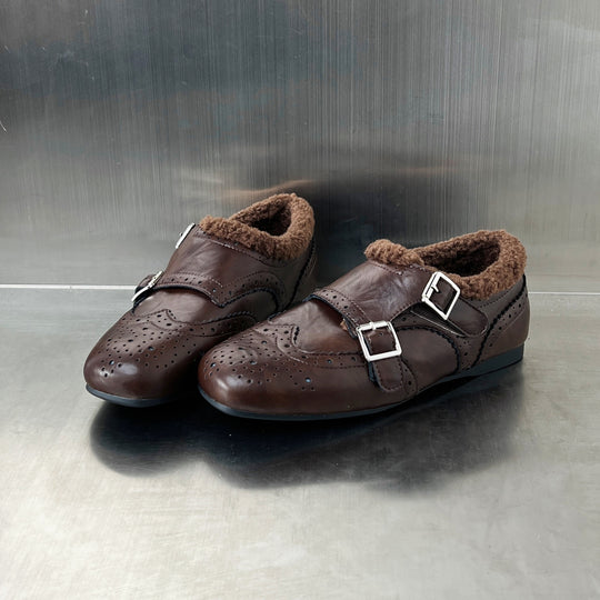 Damen elegante Mokassins mit modischen Schnallen und weichem Innenfutter EB