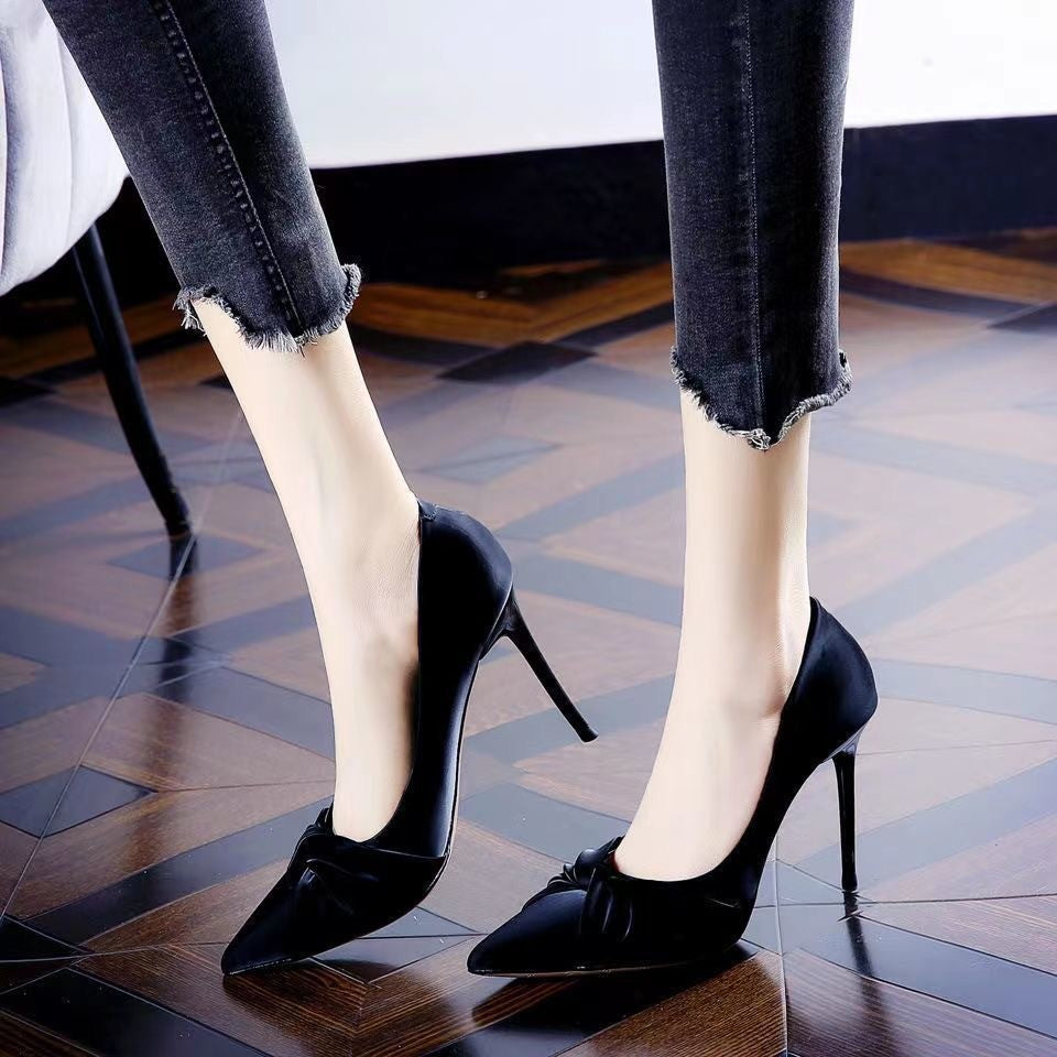 Damen elegante spitze Pumps mit raffiniertem Knoten-Design EB