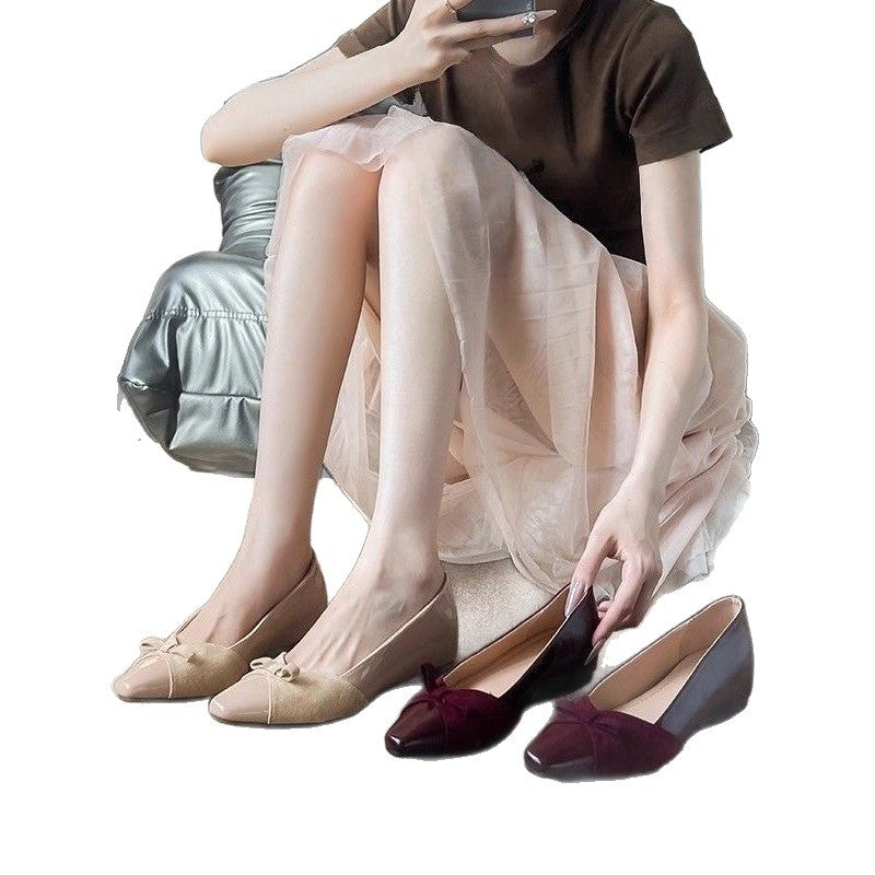 Damen flache Ballerinas mit eleganter Schleifenapplikation EB