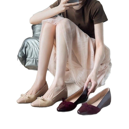 Damen flache Ballerinas mit eleganter Schleifenapplikation EB