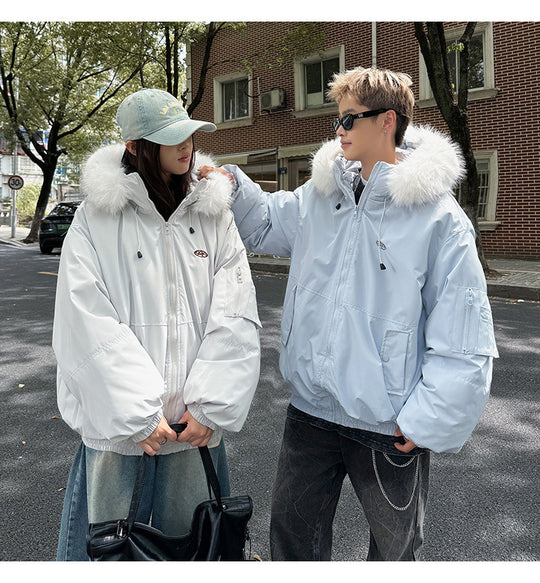 Damen Sportliche Winterjacke mit abnehmbarem Kunstfellkragen und praktischen Taschen EB