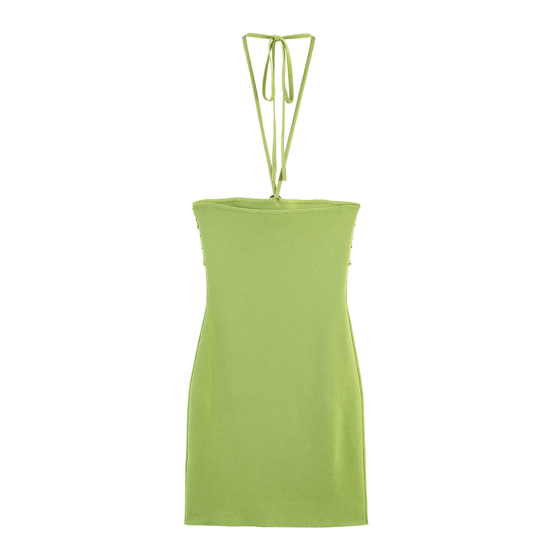 Damen Minikleid mit raffinierten Rüschendetails und schickem Halterneck EB