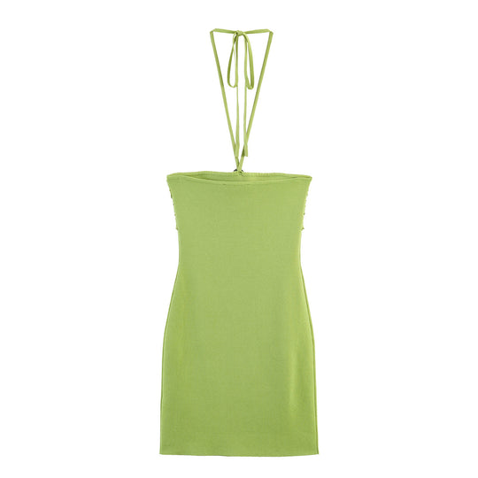 Damen Minikleid mit raffinierten Rüschendetails und schickem Halterneck EB