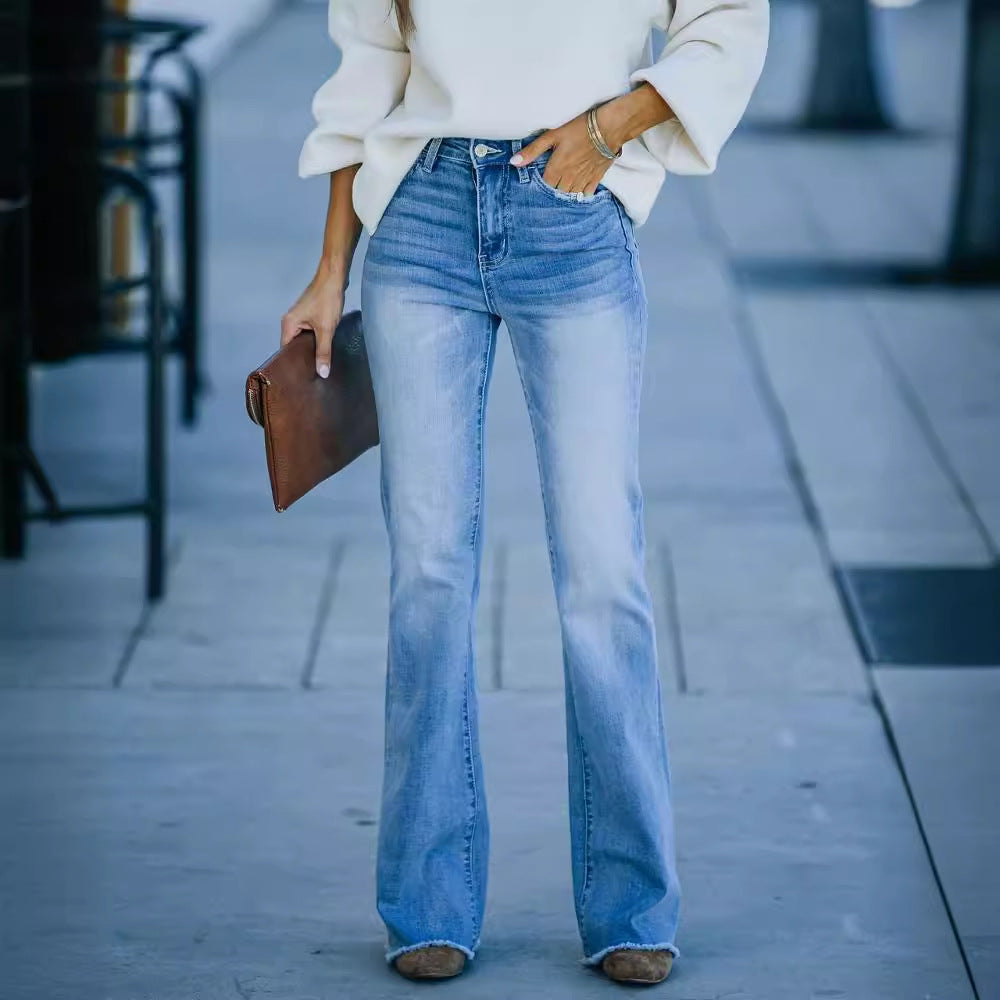 Damen Flared Jeans mit hohem Bund und modernen Vintage-Effekten EB