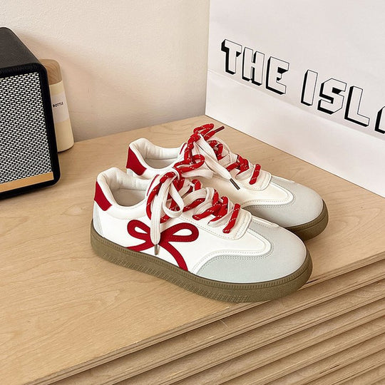 Damen modische Sneakers mit frechem Schleifen-Design und gepolsterter Sohle EB