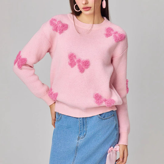 Damen gemütlicher Pullover mit modernem Herzdesign und weichem Strick EB