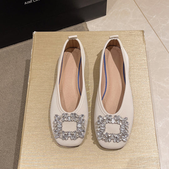 Damen modische Ballerinas mit glamourösem Schmuckdetail EB
