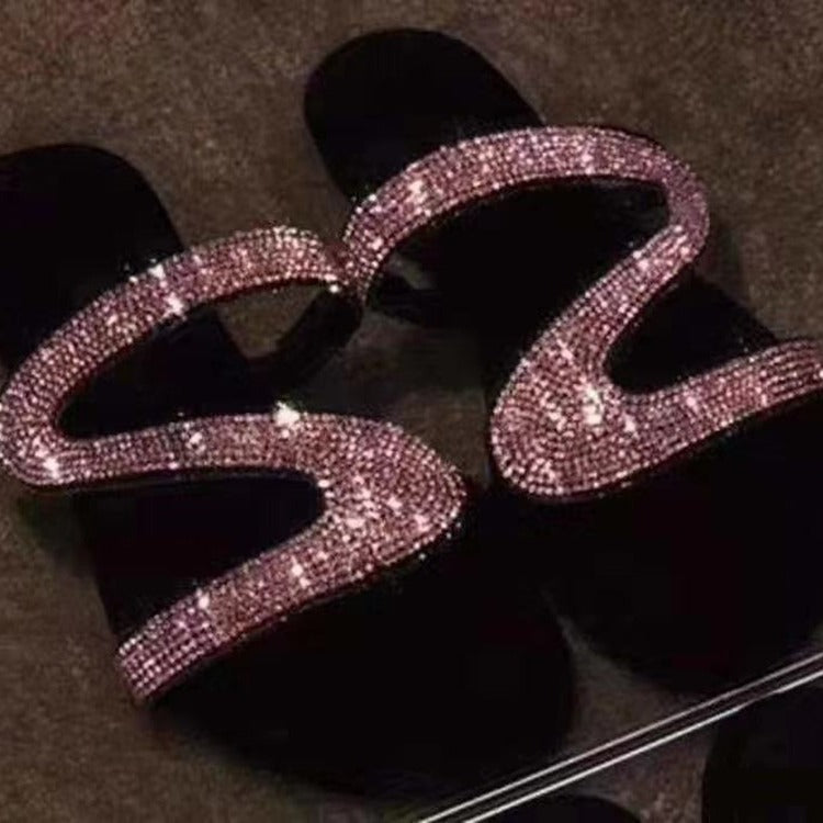 Damen Glamouröse Zehentrenner-Sandalen mit funkelnden Strass-Akzenten EB