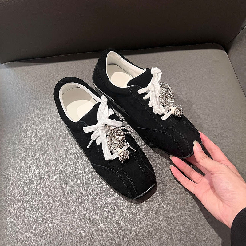 Damen Modische Sneakers mit funkelnden Ziersteinen EB
