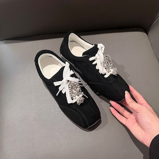 Damen Modische Sneakers mit funkelnden Ziersteinen EB