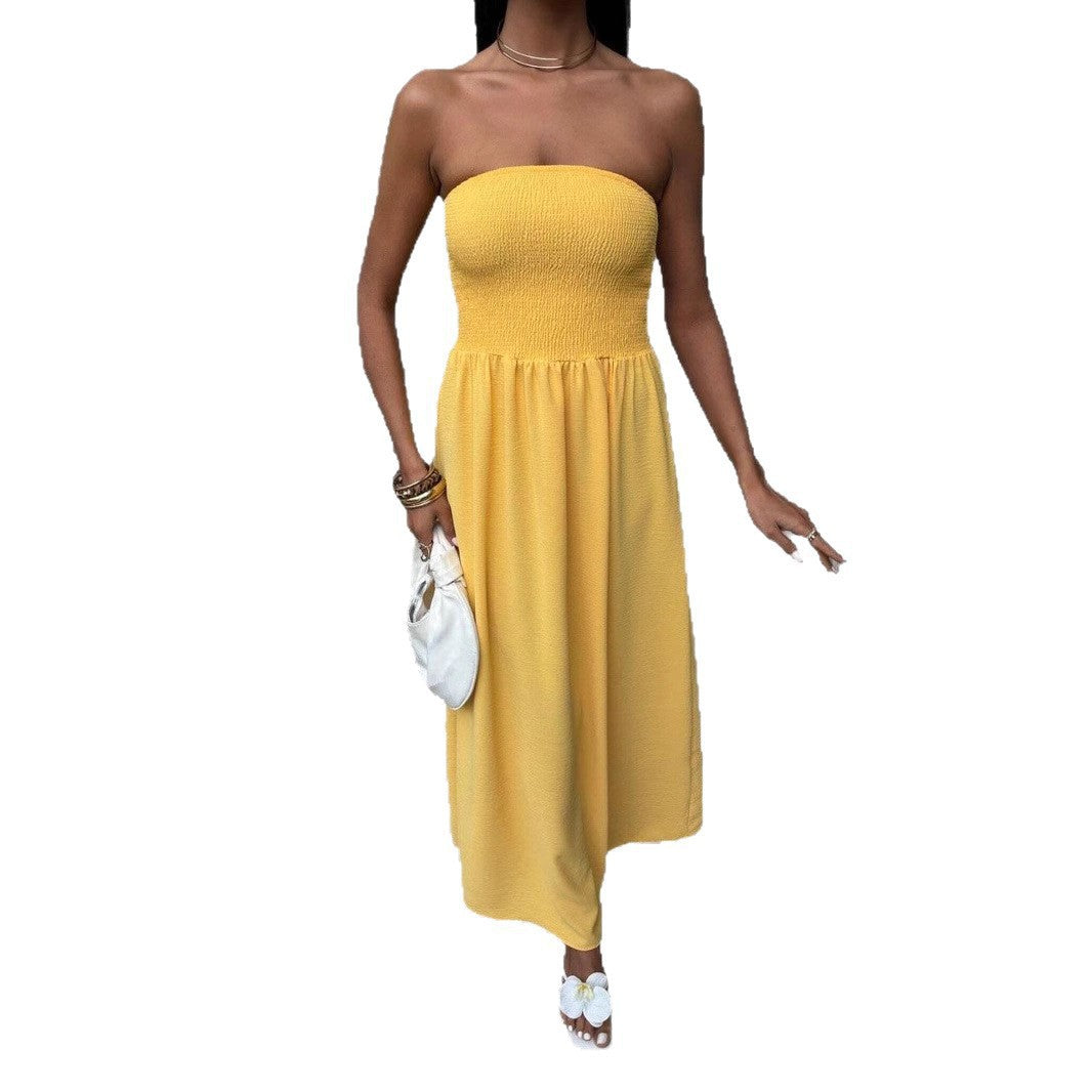 Damen Maxikleid mit elegantem Oberteil und fließendem Rock EB
