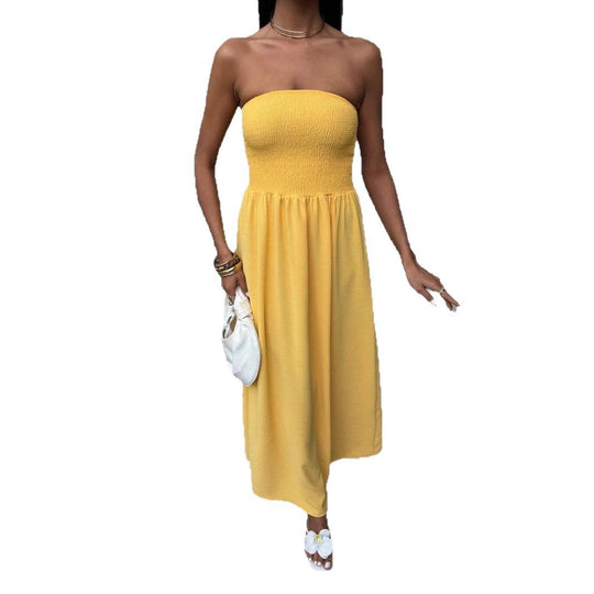 Damen Maxikleid mit elegantem Oberteil und fließendem Rock EB