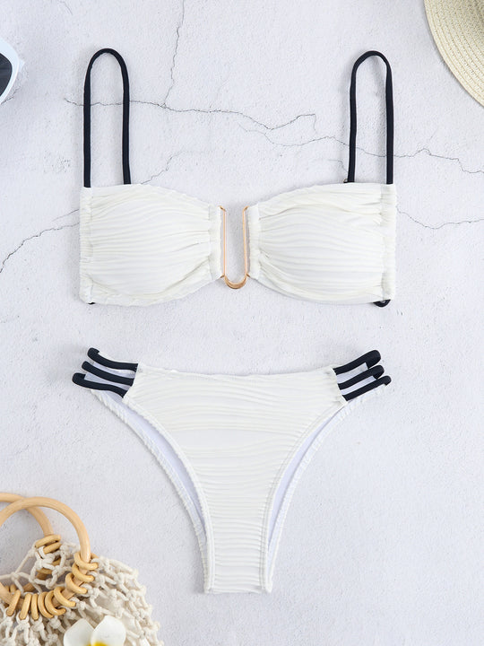Damen Triangel-Bikini mit elegantem Raffungsdesign und modischen Trägerdetails EB