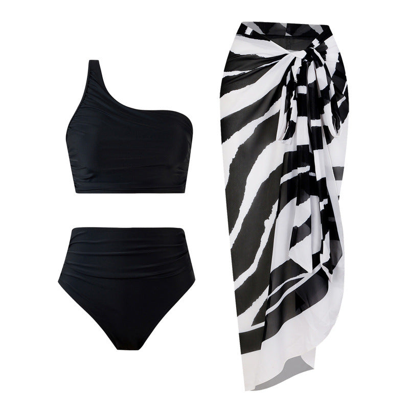Damen Bikini-Set mit elegantem asymmetrischen Oberteil und hohem Taillenslip EB