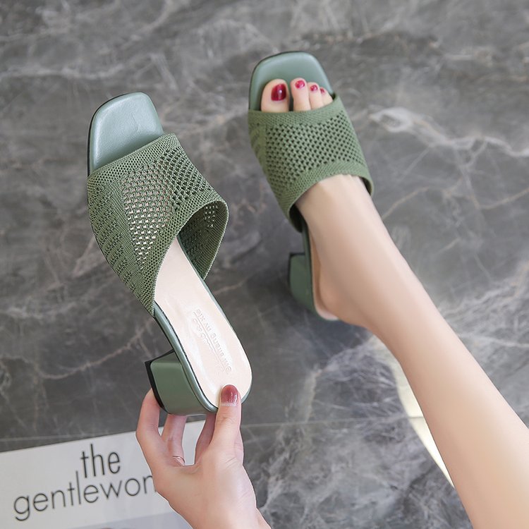 Damen Mules mit atmungsaktivem Netzdesign und bequemer Blockabsatzsohle EB