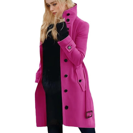 Damen eleganter Trenchcoat mit hohem Kragen EB