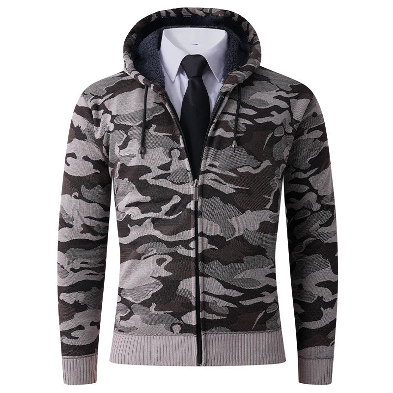 Herren modischer Hoodie mit gefütterter Kapuze und kräftigem Camouflage-Muster EB
